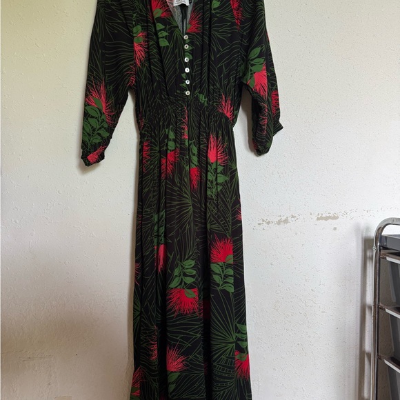 Ava Sky Fighting Eel Green and Red Legua Floral Caroline Jumpsuit Small Pink - Picture 4 of 5